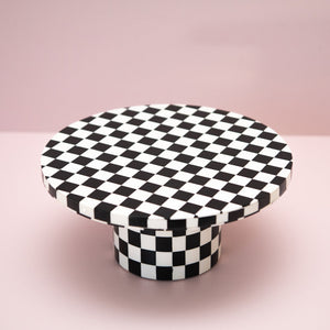 
                  
                    Load image into Gallery viewer, Black and White Checkered Resin Cake Stand Pre-Order
                  
                