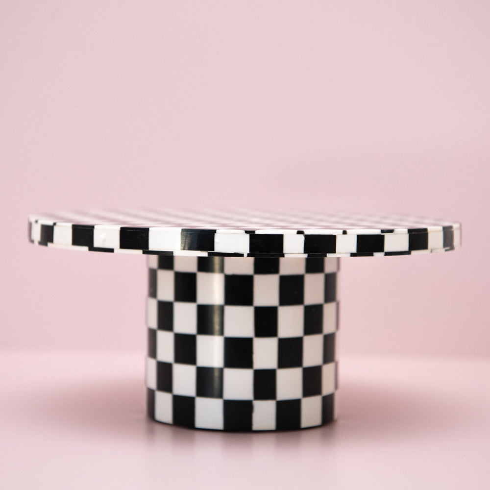 
                  
                    Load image into Gallery viewer, Black and White Checkered Resin Cake Stand Pre-Order
                  
                