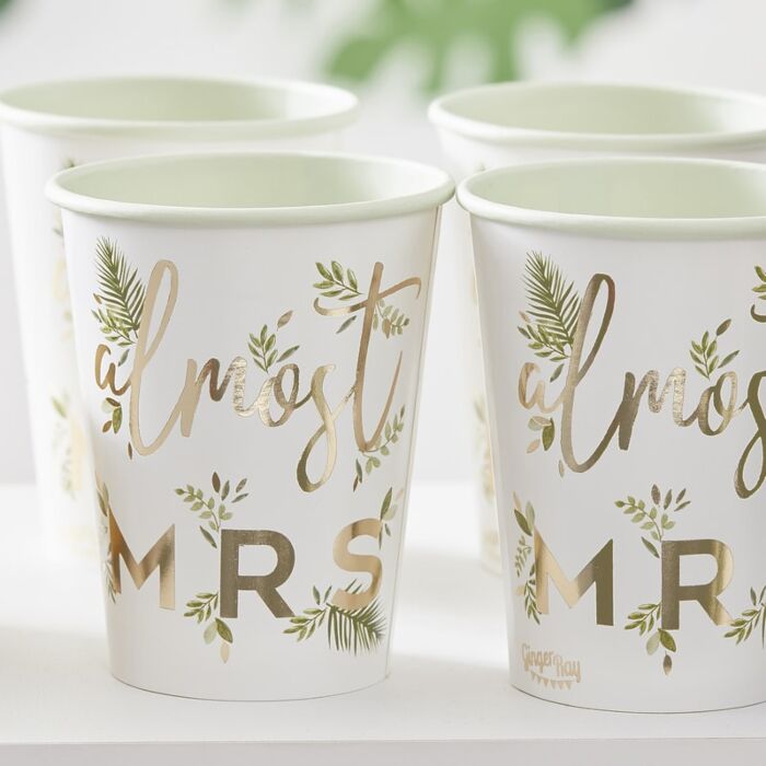 Gold Foiled Almost Mrs Hens Party Paper Cups