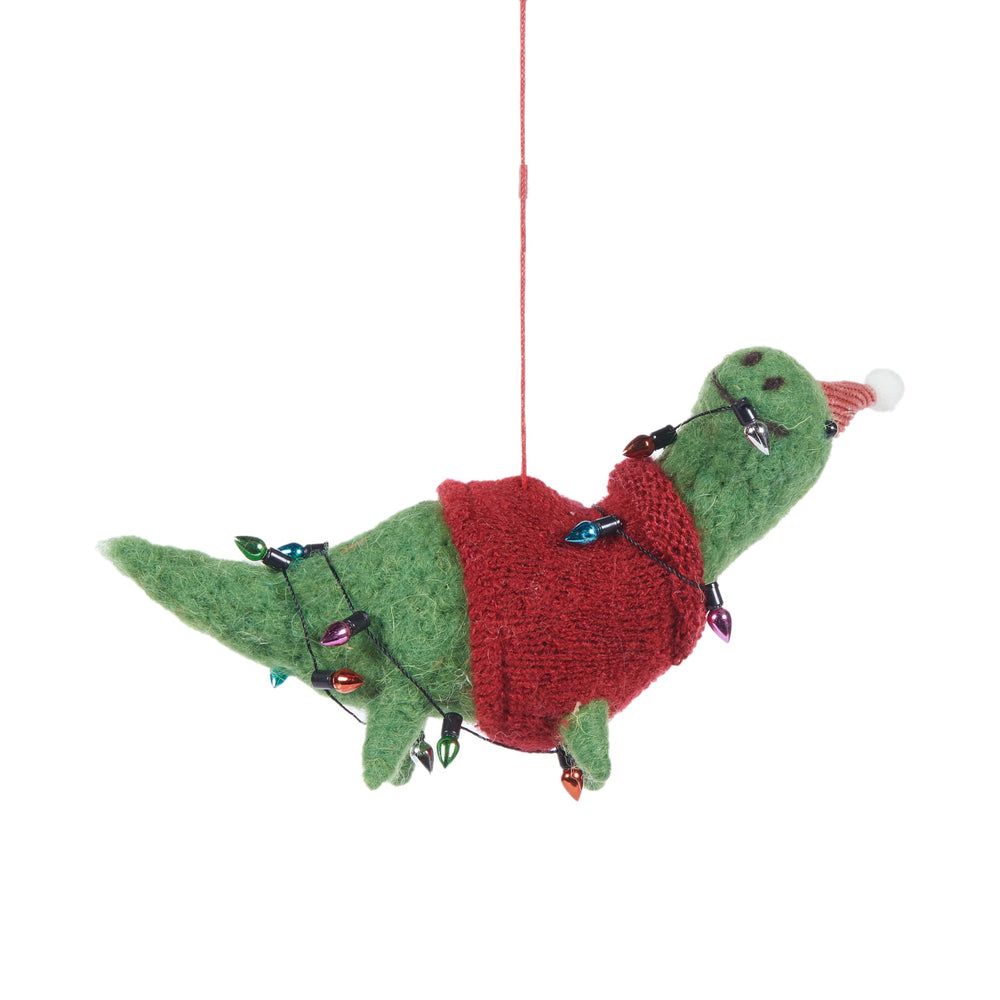 Green Wool Diplodocus Hanging Ornament