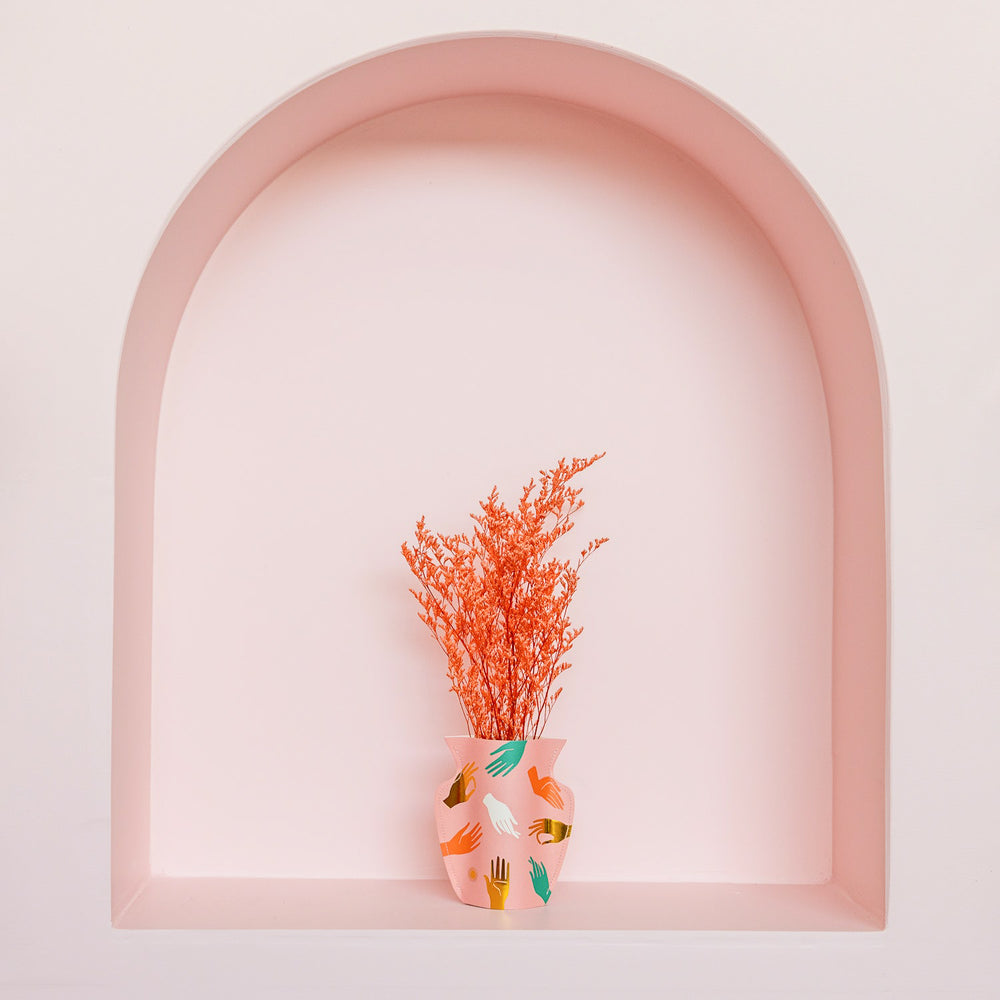 Hamsa Pink Mini Paper Vase