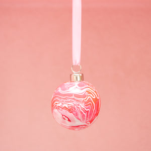 
                  
                    Load image into Gallery viewer, Hand Painted Ceramic Bauble - Red and Pink Marble
                  
                