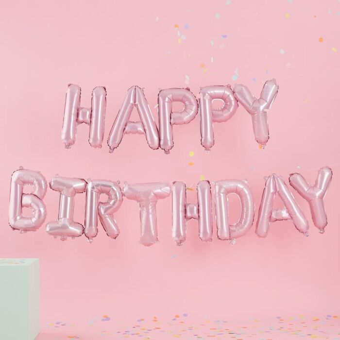 Matte Pink Happy Birthday Balloon Garland