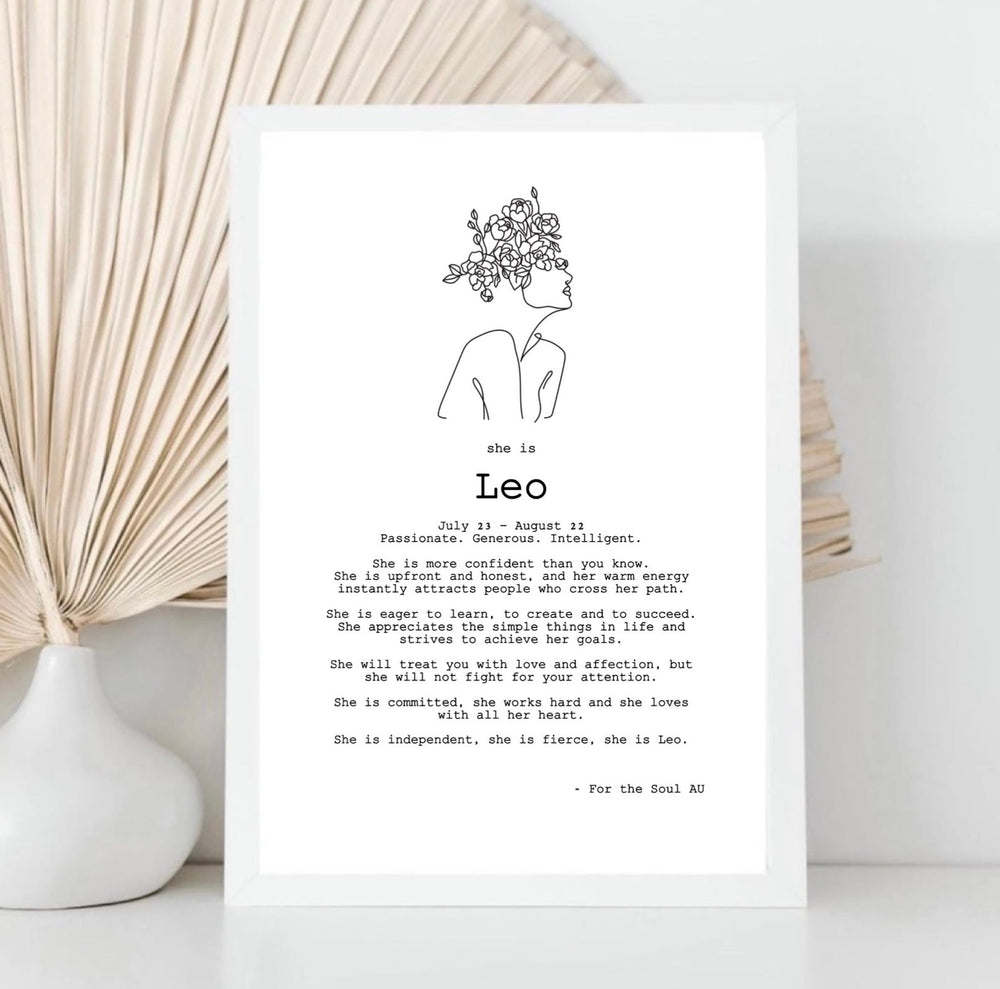Zodiac Necklace and Print Gift - Leo