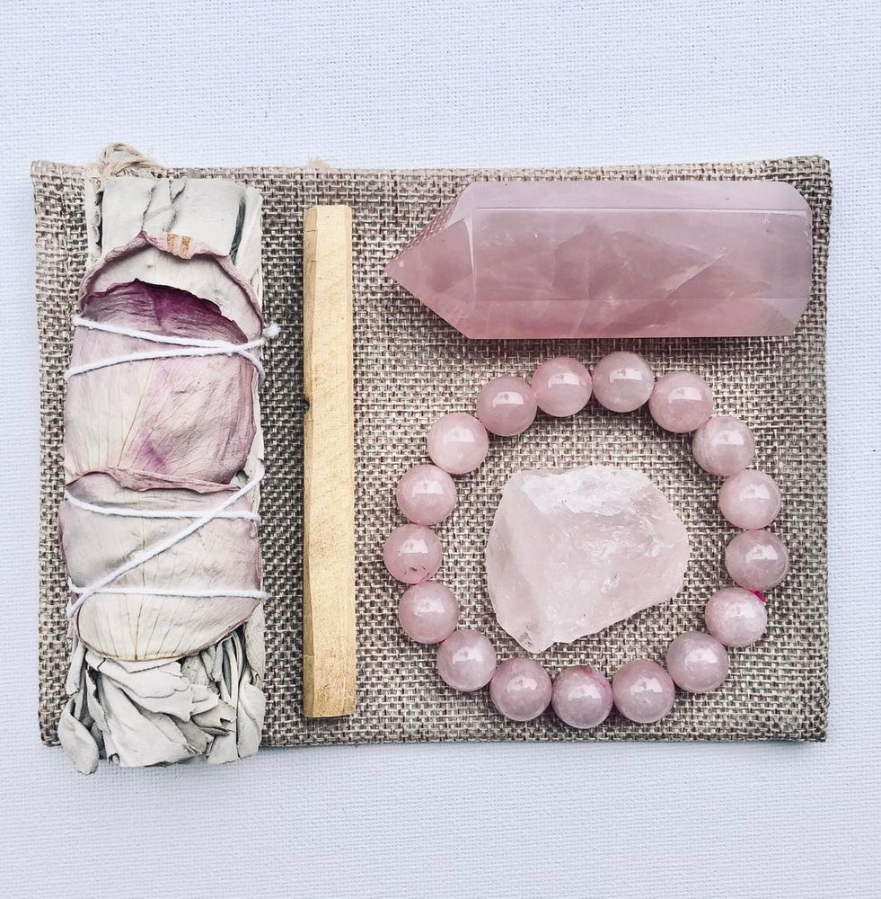 Luxe Rose Quartz Crystal Smudge Kit
