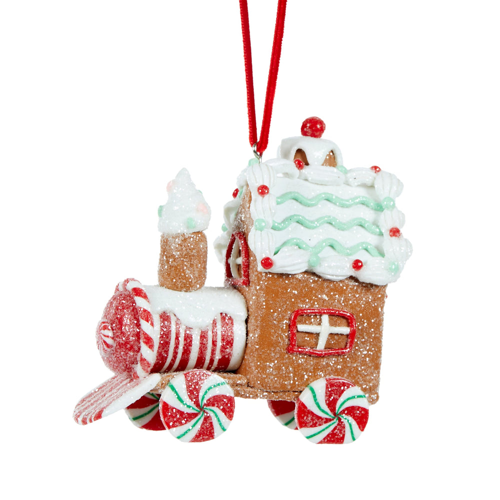 Mint Gingerbread Train Hanging Ornament