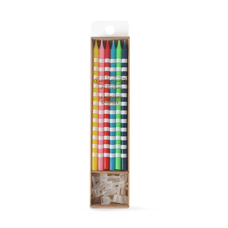 Tall Cake Candles - Bright Striped