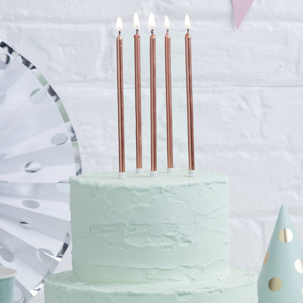 Tall Cake Candles - Rose Gold