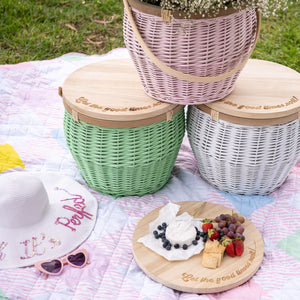 
                  
                    Load image into Gallery viewer, Coloured Wicker Insulated Picnic Basket
                  
                