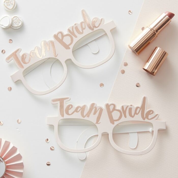 Pink & Rose Gold Team Bride Hens Party Glasses