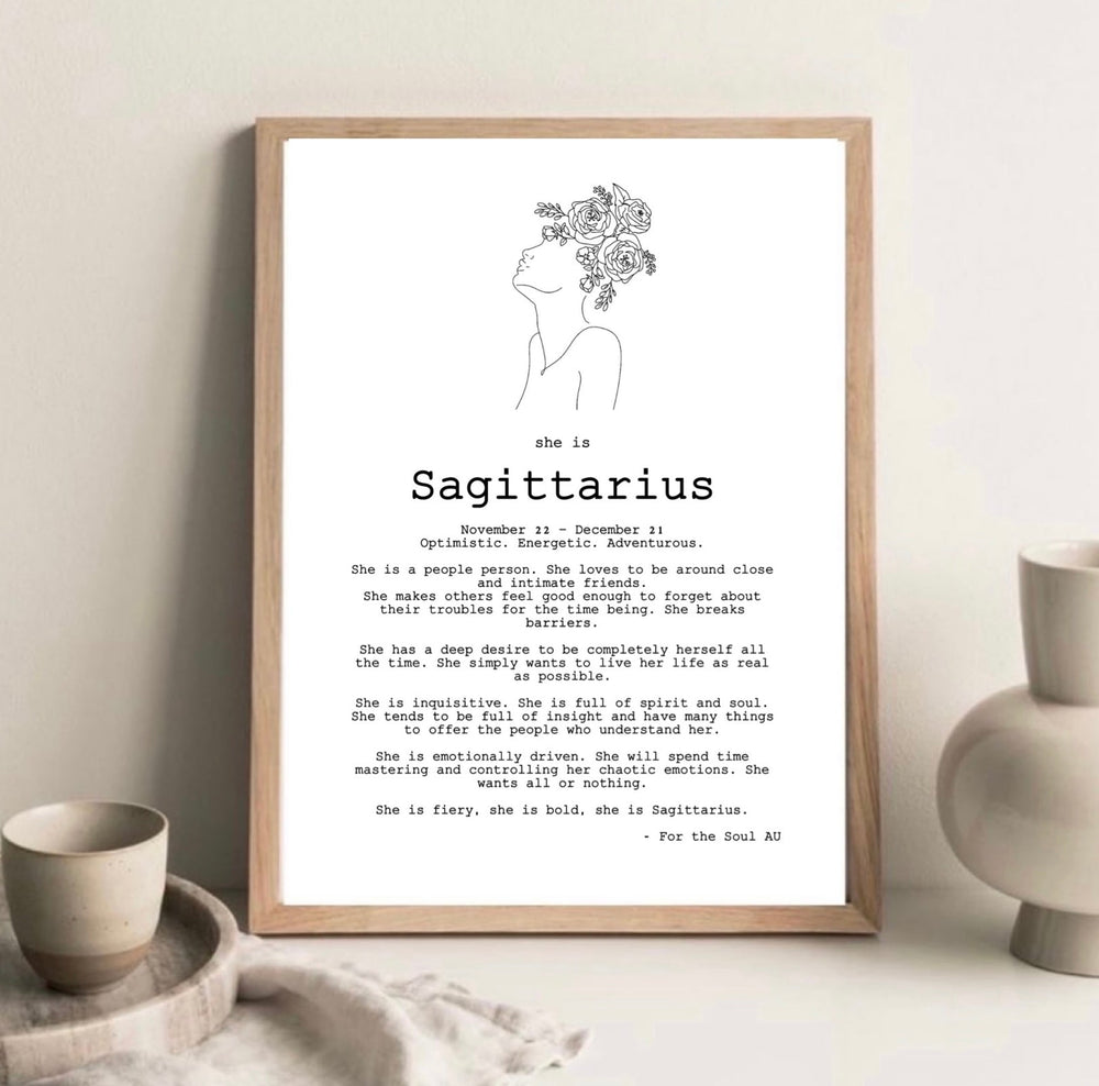 Zodiac Necklace and Print Gift - Sagittarius