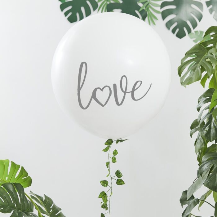White Giant Printed Love Balloon