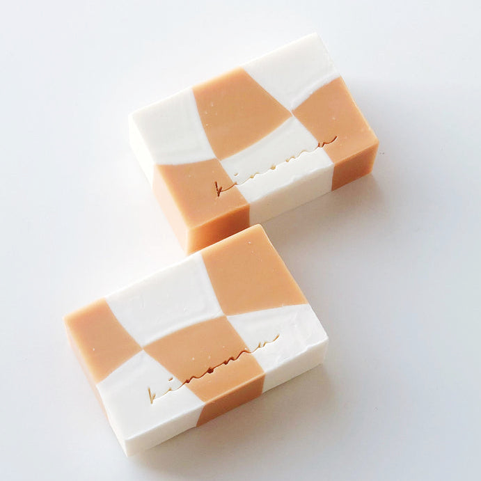 Handmade Soap - Wavy Checkered Apricot