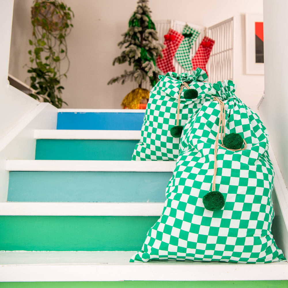Green Checkered Santa Sack