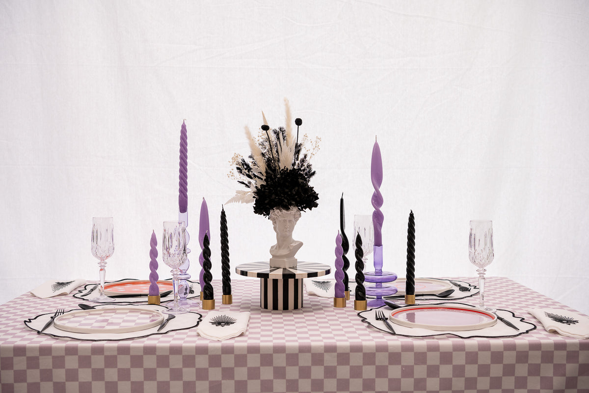 Checkmate Lilac Tablecloth Designer Table Linen Australia Checkered