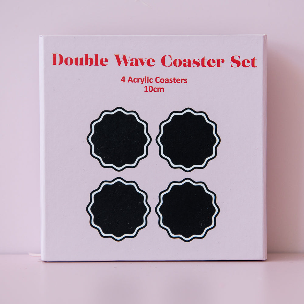 
                  
                    Load image into Gallery viewer, Double Wave Monochrome Acrylic Coaster Set
                  
                