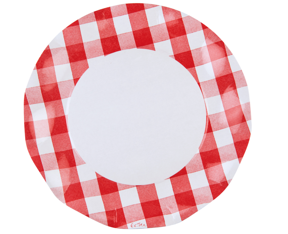 Red Gingham Wavy Paper Dinner Plate