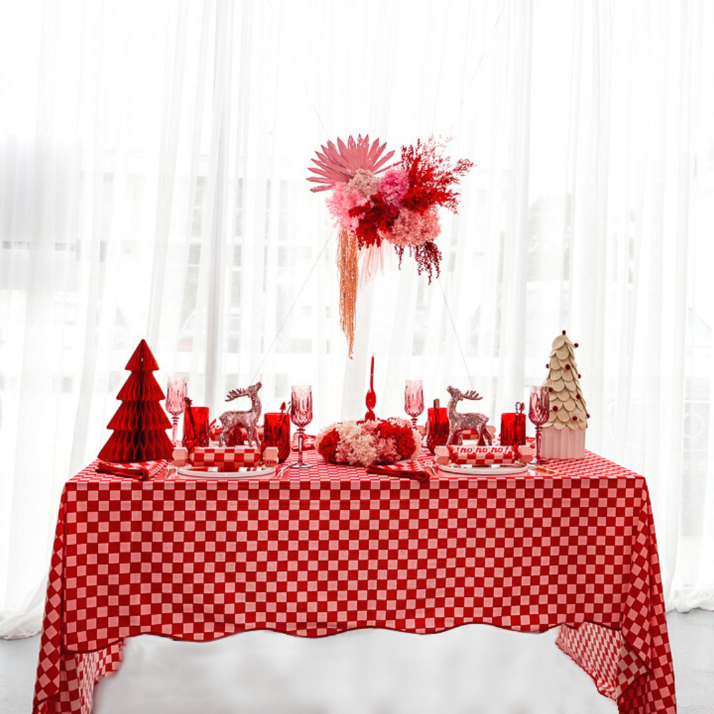 Red Pink Checkered Tablecloth