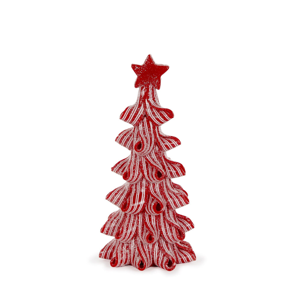 Red And White Strap Christmas Tree Medium