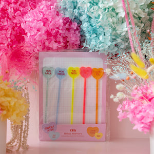 
                  
                    Load image into Gallery viewer, Conversation Heart Drink Stirrers 5pk
                  
                