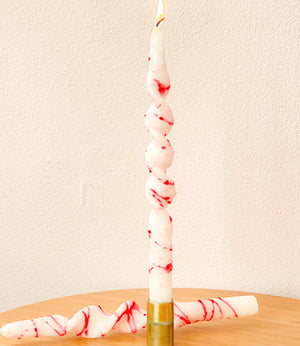
                  
                    Load image into Gallery viewer, Confetti Twist Candle - White &amp;amp; Red 28cm
                  
                