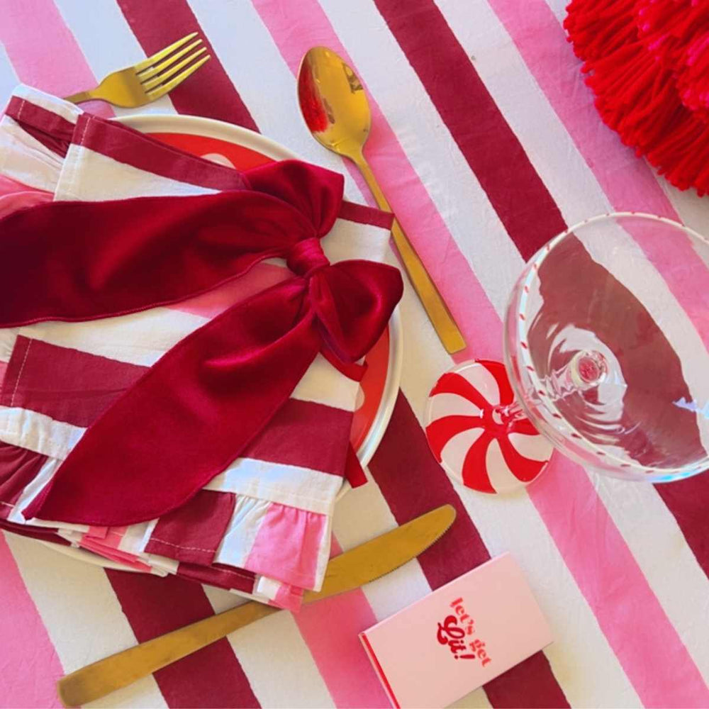 
                  
                    Load image into Gallery viewer, Berry Stripe Block-Printed Tablecloth
                  
                