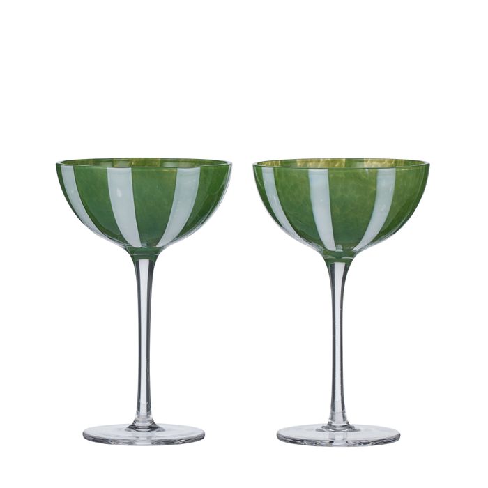 Aperitivo Coupe Glass Set (Green/Ivory)