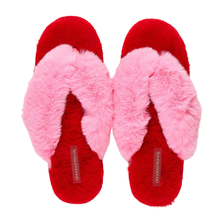 red-pink-fluffy-slippers
