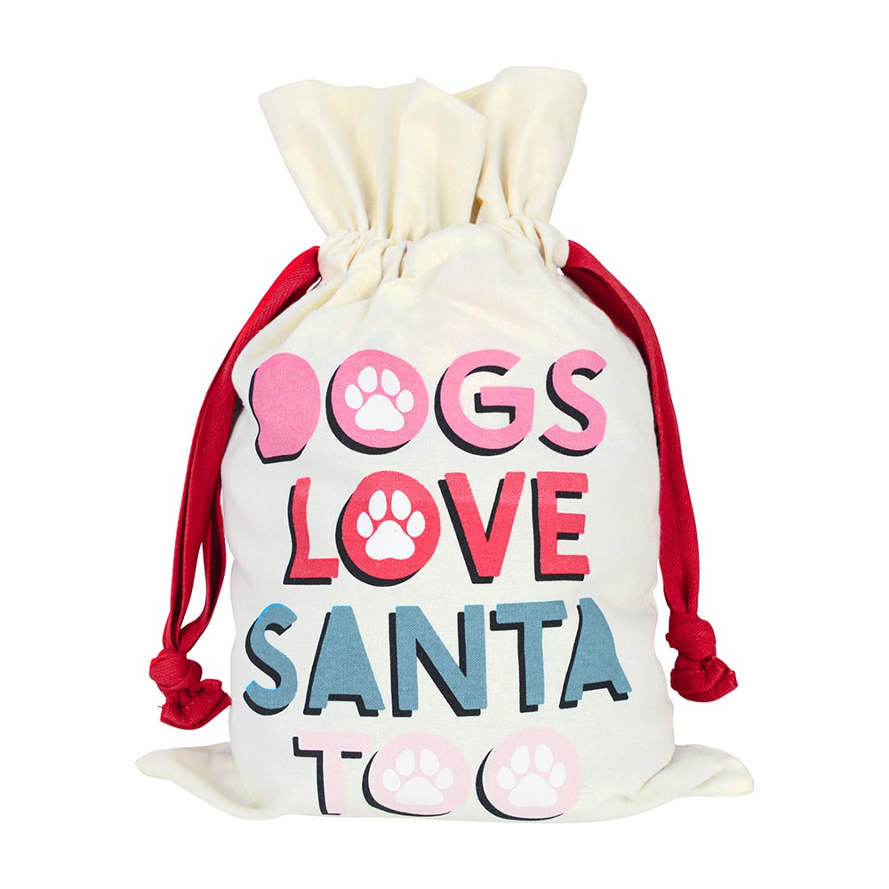 Pet Santa Sack – Dogs Love Santa Too | Canvas Christmas Santa Sack for Dogs