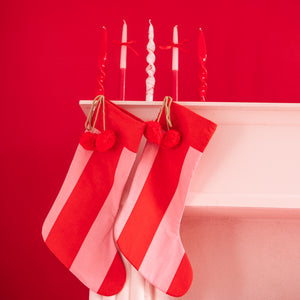 
                  
                    Load image into Gallery viewer, Red Pink Striped Stocking
                  
                