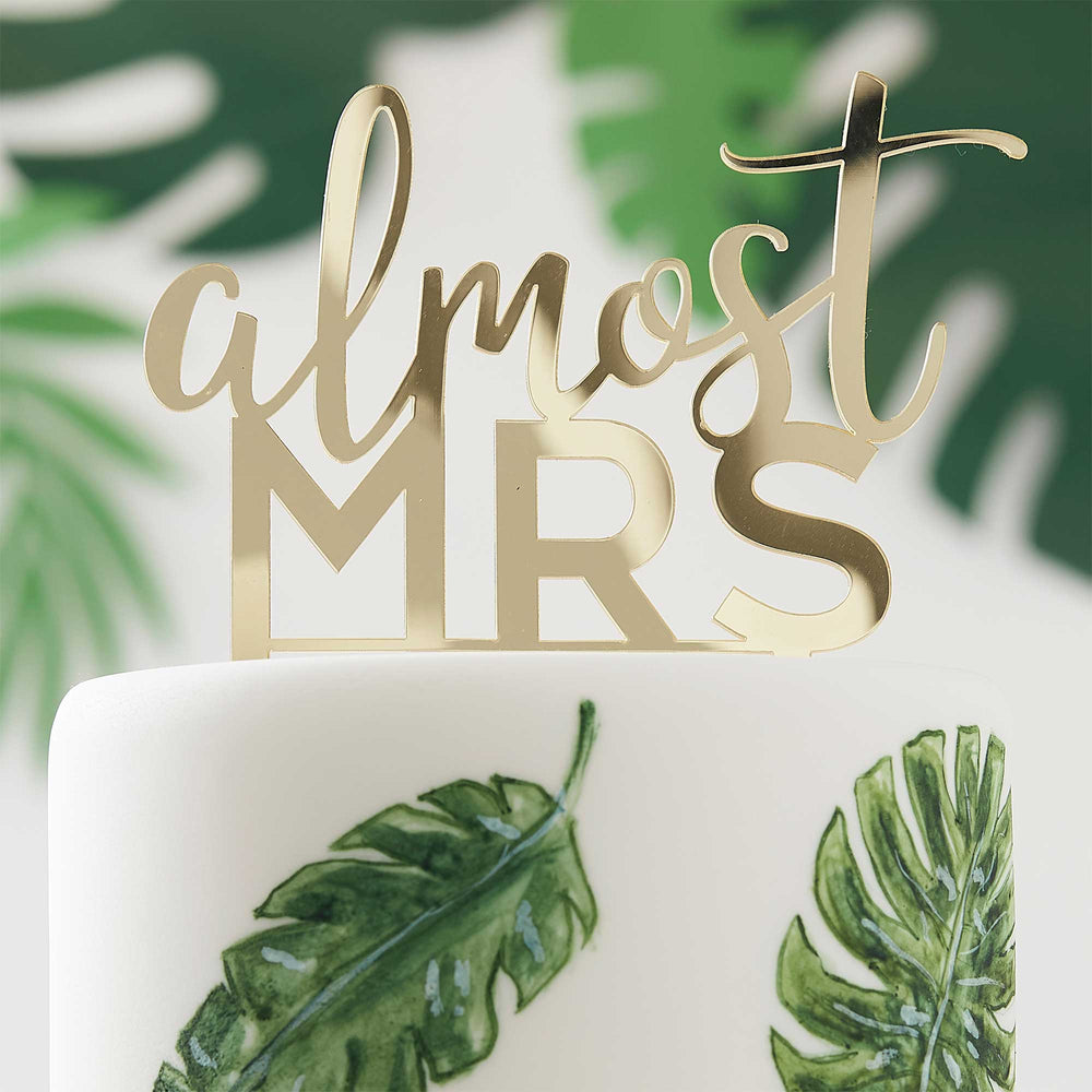 Almost Mrs Hen Party Gold Acrylic Cake Topper