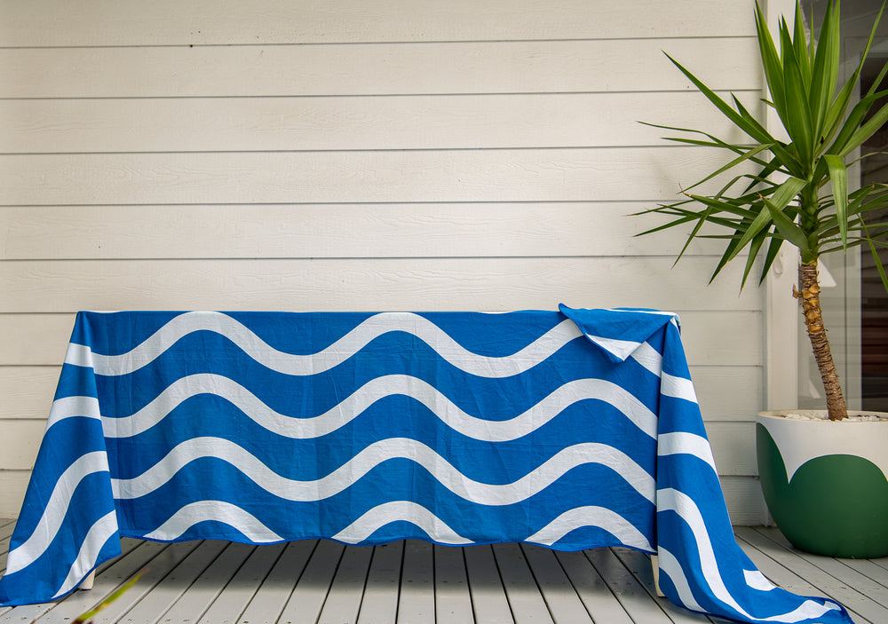 
                  
                    Load image into Gallery viewer, indigo-blue-tablecloth-wave
                  
                
