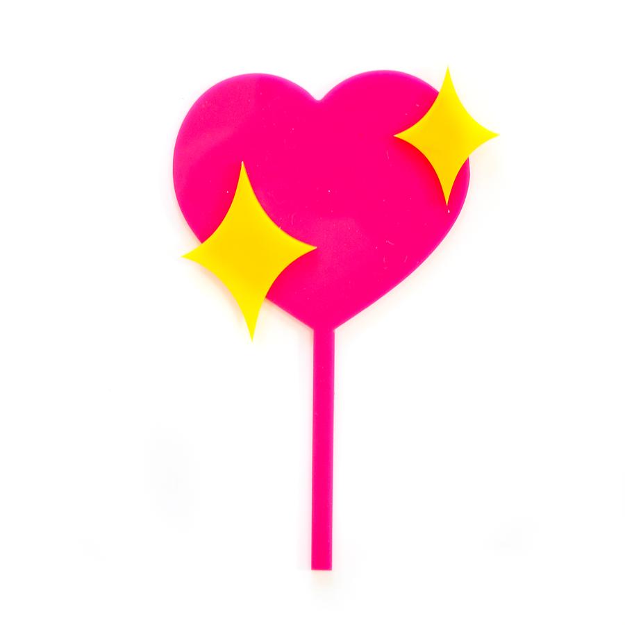 Emoji Heart Acrylic Cake Topper