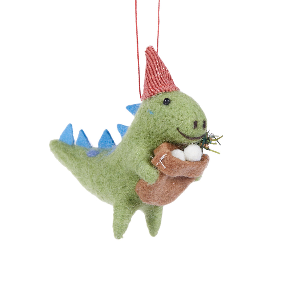 Green Wool T-Rex Hanging Ornament