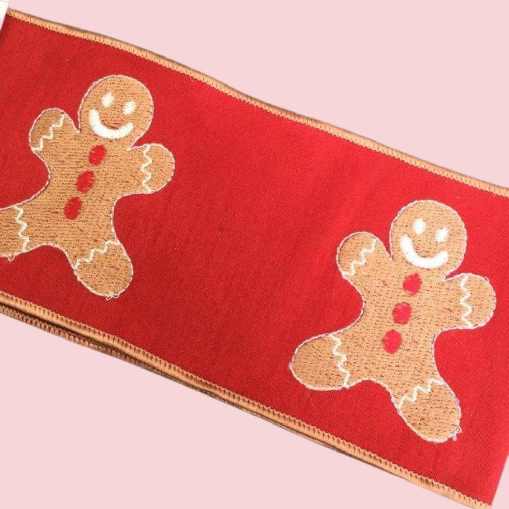 Gingerbread Embroidered Ribbon