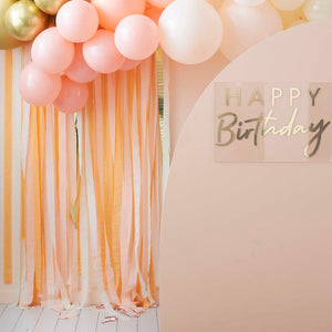 
                  
                    Load image into Gallery viewer, Gold and Peach Streamer Party Backdrop
                  
                