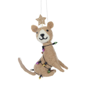
                  
                    Load image into Gallery viewer, Grey Wool Cat With Lights Hanging Ornament
                  
                