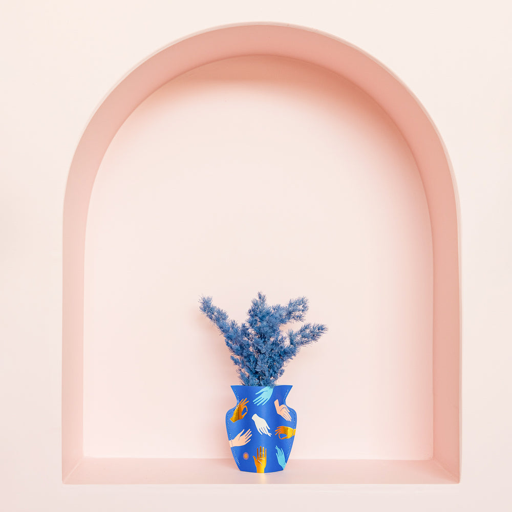 Hamsa Blue Mini Paper Vase