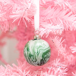 
                  
                    Load image into Gallery viewer, Hand Painted Ceramic Bauble - Green and White Marble
                  
                