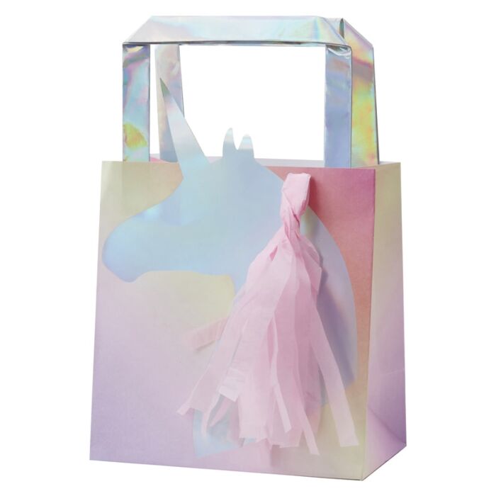 
                  
                    Load image into Gallery viewer, Iridescent Unicorn Tassel Paper Party Bag
                  
                