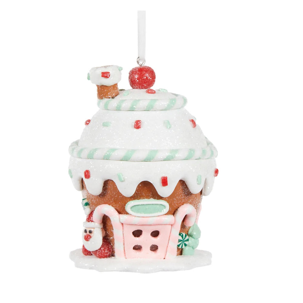 LED Ice Cream House With Santa Hanging Ornament