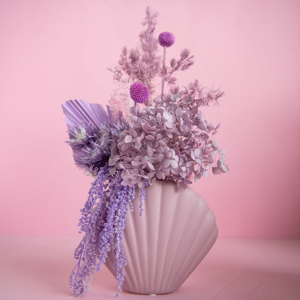 Shell Vase Arrangement Lilac