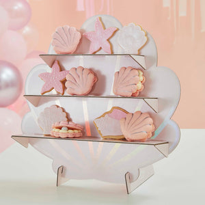 
                  
                    Load image into Gallery viewer, Iridescent and Pink Mermaid Shell Shaped Treat Stand
                  
                