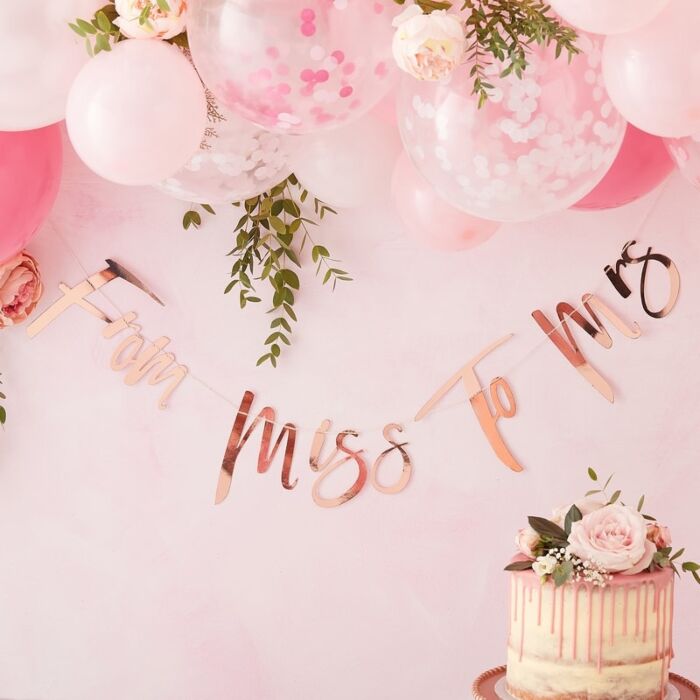 Miss To Mrs Rose Gold Hen Party Bunting
