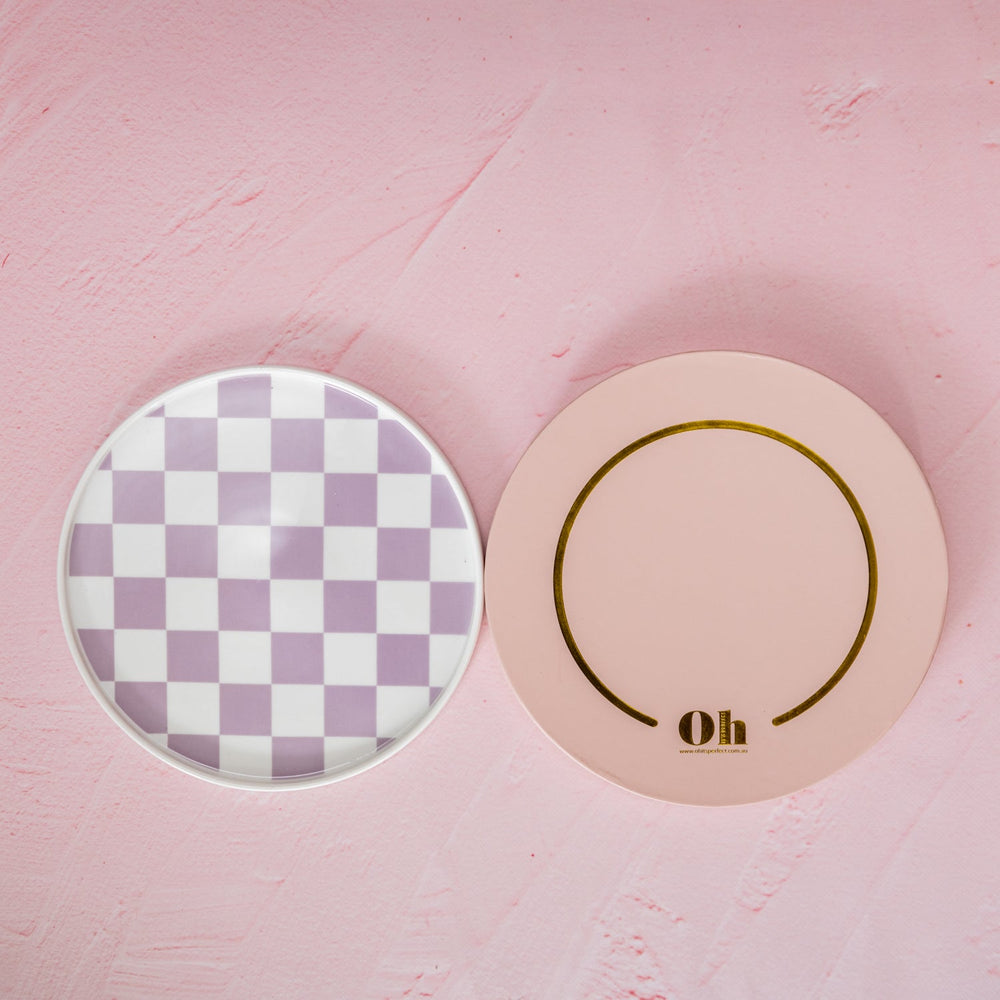 
                  
                    Load image into Gallery viewer, Porcelain Plate - Lilac Checkered (Factory Seconds)
                  
                
