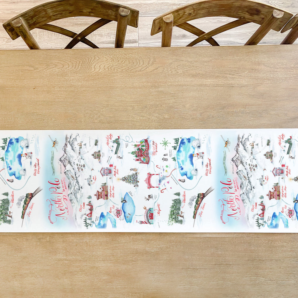 
                  
                    Load image into Gallery viewer, North Pole Map Christmas Table Runner
                  
                