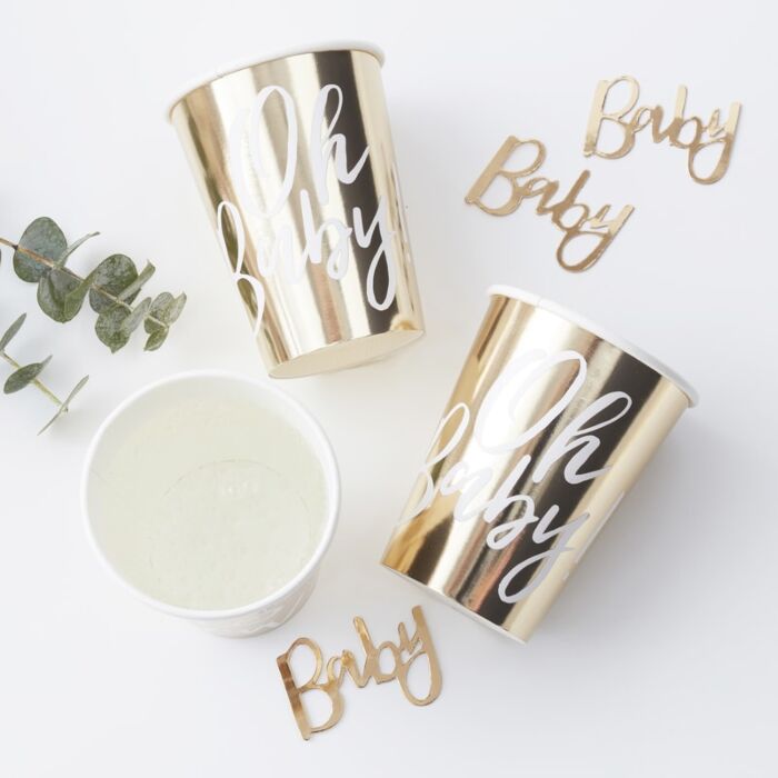 OH BABY! Gold Baby Shower Cups