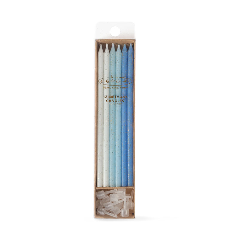 
                  
                    Load image into Gallery viewer, Tall Glitter Cake Candles - Blue
                  
                
