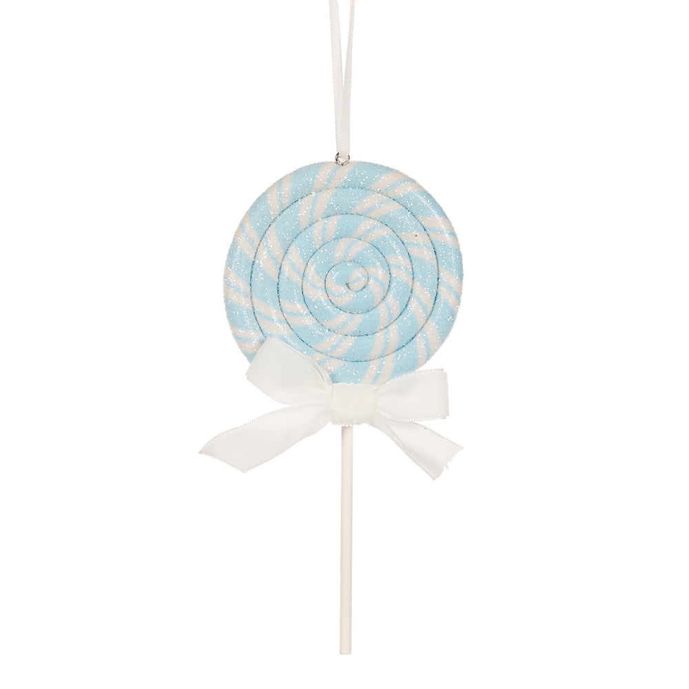 Blue and White Swirl Lollipop Hanging Ornament