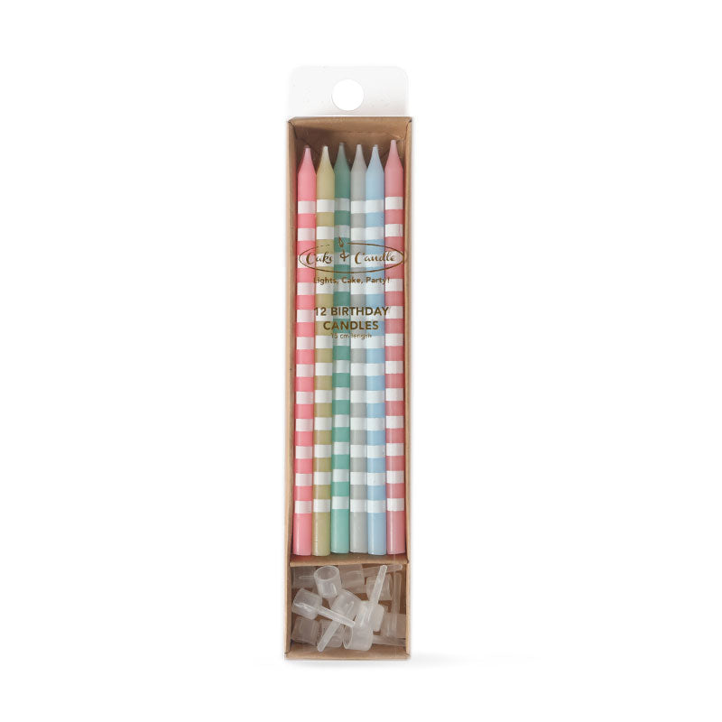 
                  
                    Load image into Gallery viewer, Tall Cake Candles - Pastel Striped
                  
                